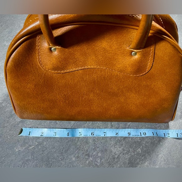 Vintage leather handbag caramel - Picture 3 of 5